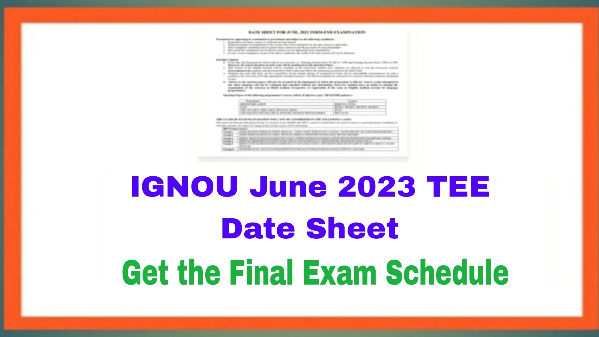 IGNOU June 2023 TEE Date Sheet